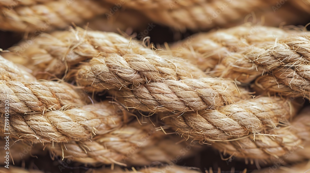 Poster texture of intertwined old rope closeup of a coil of rope : generative ai