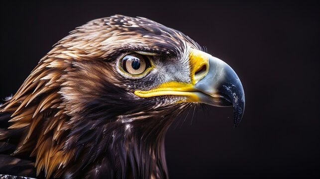 Golden eagle head closeup Portrait of a bird of prey Close up : Generative AI