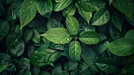 Dark green leaves in the park background image : Generative AI