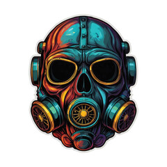 Skull in gas mask illustration. Toxicity emblem / sign. Can be used as t-shirt print, tattoo design, logo, graffiti