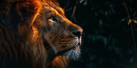 Naklejka premium A lion is staring at the camera with its mouth open