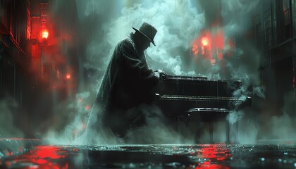 Amidst the smokefilled jazz clubs, the telepathic noir detective sifts through the thoughts of patrons and performers, seeking the truth amidst the cacophony of voices