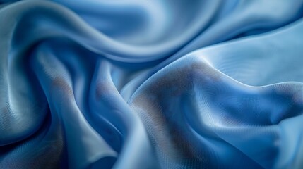 Shaped greyblue textile as background Waved blue fabric closeup : Generative AI