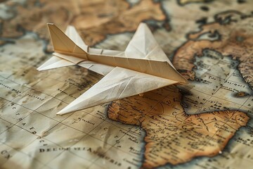 Within the temporal anomaly, the time warp white paper airplane becomes a beacon of hope and exploration, as intrepid adventurers chart its course through the twists and turns of history - obrazy, fototapety, plakaty