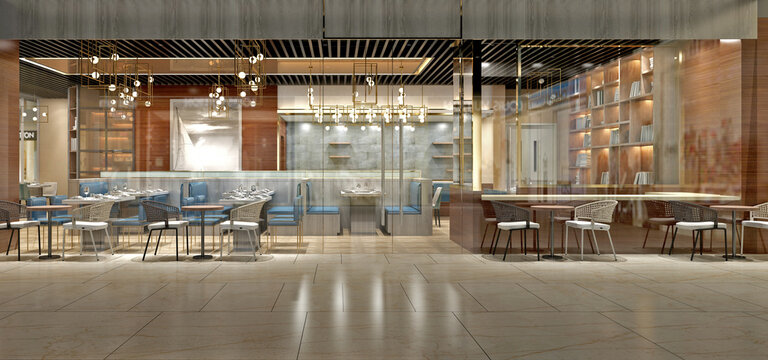 3d render of cafe restaurant interior