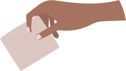Hand putting voting paper on a transparent background.

