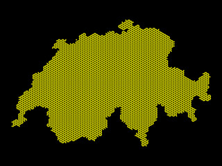 A sketching style of the map Switzerland. An abstract image for a geographical design template. Image isolated on black background.