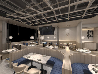 3d render of cafe restaurant interior