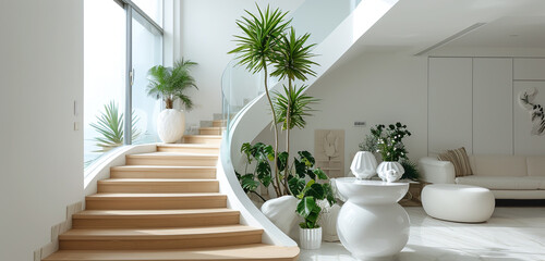 simple white background modern Home Stairs simple Design