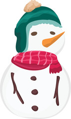 Christmas snowman cartoon on a transparent background.