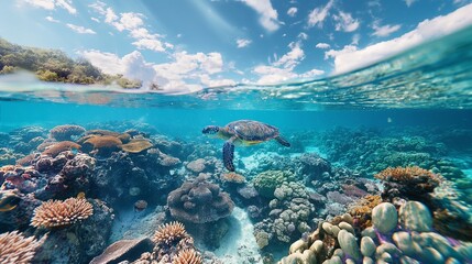 an incredibly beautiful location for snorkeling and diving during your trip. best view of the seabed with corals, reefs and marine fauna and turtle