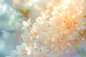 Jasmine Blossom Glowing in Vibrant Sunlight A Macro Showcase of Natures Delicate Beauty