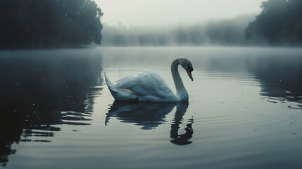White swan - obrazy, fototapety, plakaty
