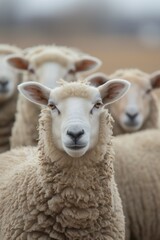 Obraz premium Sheep on the farm. Farm animals. Agriculture and animal husbandry. Wool and milk production