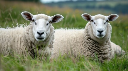 Obraz premium Sheep on the farm. Farm animals. Agriculture and animal husbandry. Wool and milk production