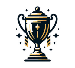 Golden Trophy cup award champions flat simple icon