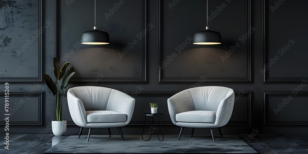 Aufkleber elegant podcast studio setup with chairs and mics for deep discussions in moody isolation