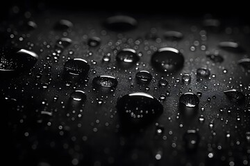 Water Droplets in Black and White. Generative AI