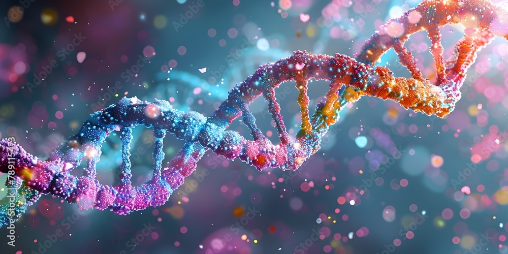 Poster vibrant abstract representation of dna sequence for scientific experimentation