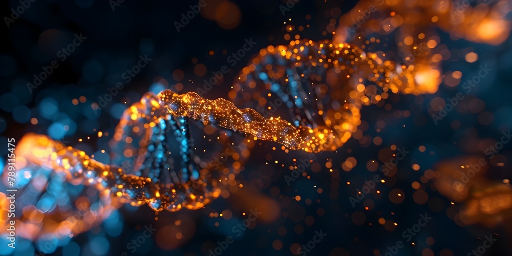 Poster precision of genetic testing illuminated detailed close up of illuminated dna sequence against dark 