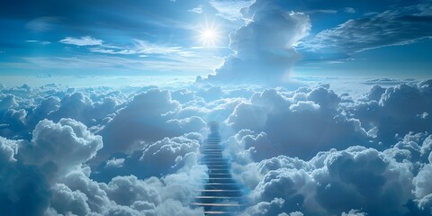 Stairway to the Heavens A Spiritual Path Through the Clouds Towards the Boundless Blue Sky