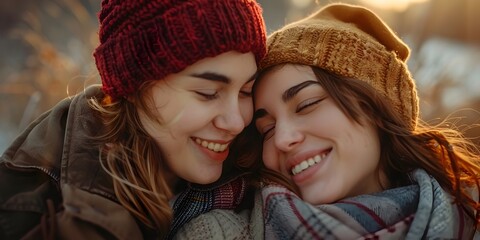 Obraz premium Cherished Autumn Moments Intertwined Lovers Find Warmth and Laughter in the Crisp Outdoors