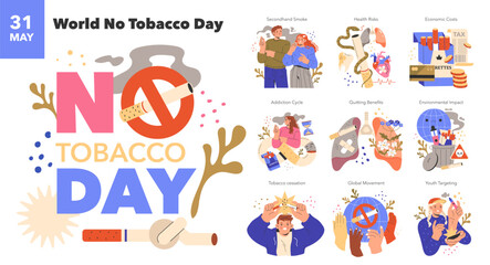 No Tobacco Day Flat Vector Illustration