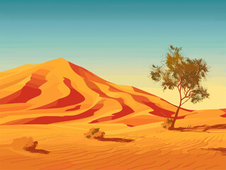 background, The Sahara Desert in Africa., very simple and isolate in the style of animated illustrations, background, text-based