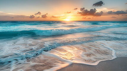 Sunrise over beach in Cancun