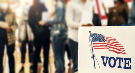 Close up of American people casting their votes 