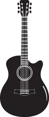 Guitar silhouette vector black on white background