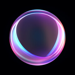 circle shape, crystal clear, glass look, little bit purple shades, black background сreated with Generative Ai