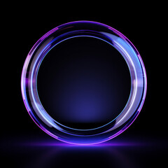 circle shape, crystal clear, glass look, little bit purple shades, black background сreated with Generative Ai