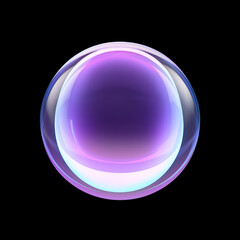 circle shape, crystal clear, glass look, little bit purple shades, black background сreated with Generative Ai