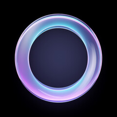 circle shape, crystal clear, glass look, little bit purple shades, black background сreated with Generative Ai
