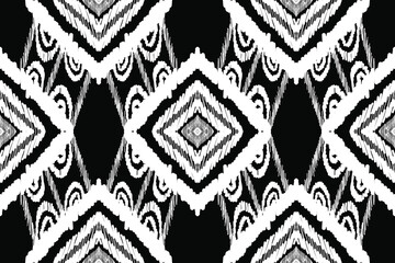 Seamless ethnic abstract pattern with black and white color, Thai style ,design for fabric and printing business - obrazy, fototapety, plakaty
