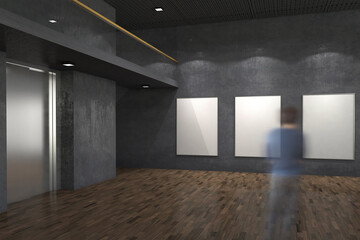 Poster Exhibition Gallery Hall Interior 3D Rendering