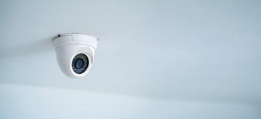 IP CCTV camera on white background with home security system concept.