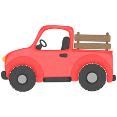 Cartoon red truck autumn harvest.