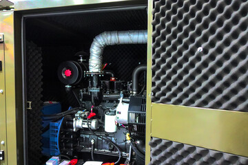 Industrial high power diesel generator with sound insulation.