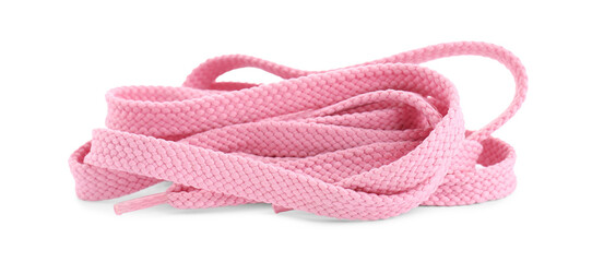 Stylish pink shoe laces isolated on white