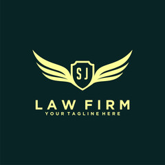 SJ initials design modern legal attorney law firm lawyer advocate consultancy business logo vector