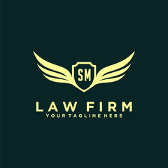 SM initials design modern legal attorney law firm lawyer advocate consultancy business logo vector