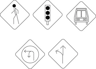 vector image of a collection of sign icon designs for road safety equipment