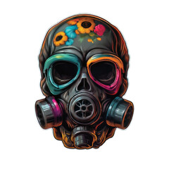 Detailed Illustration skull Head wearing a gas mask Sticker Art