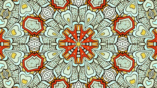 Hypnotic Mandala Flowers Pattern Kaleidoscopic Background 4K 60 FPS