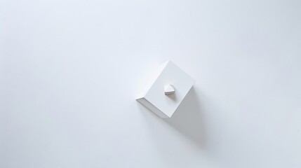 Minimalist White Background Setting with Geometric Sculpture