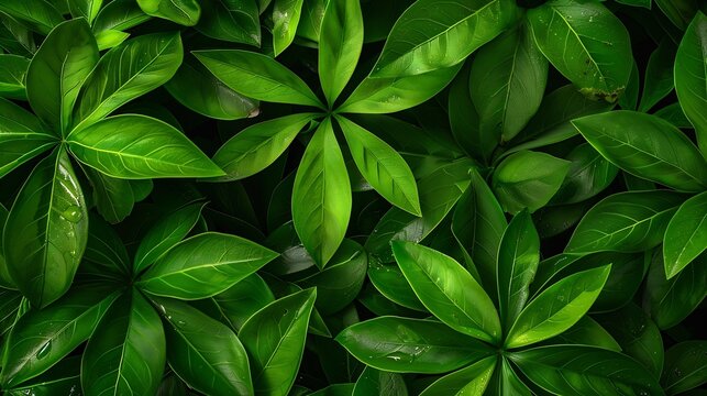 Close up group of background tropical green leaves texture and abstract background Tropical leaf nature concept : Generative AI
