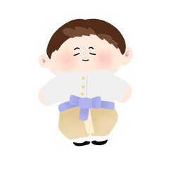 Cartoon character in thai traditional dress