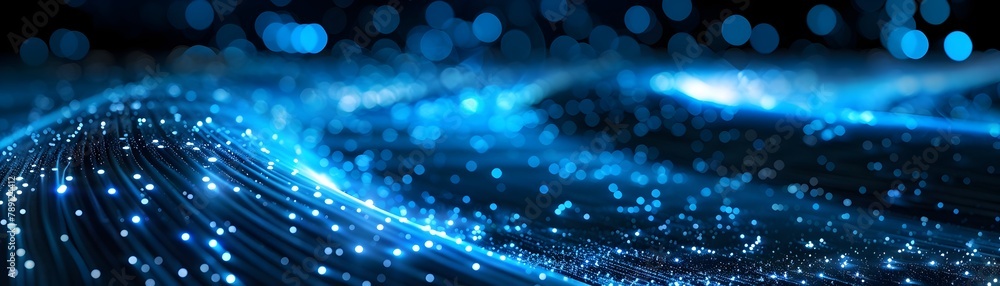 Poster gracefully curving fiber optic cables highlighting elegant data flow in minimalistic tech background